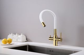 Смеситель для кухни Paulmark Salix Sa213419-Gw белый/золото